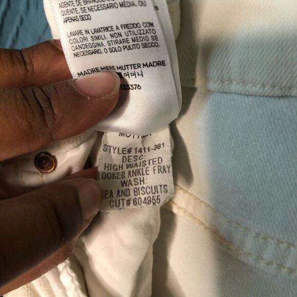 MOTHER Womens High Waisted Looker Ankle Fray Denim Jeans 25 Off White Skinny - Picture 3 of 7